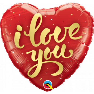 I love you gold script heart Foil Balloon