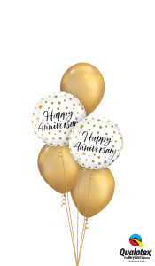 Happy Anniversary Chrome Gold Balloon Arrangement