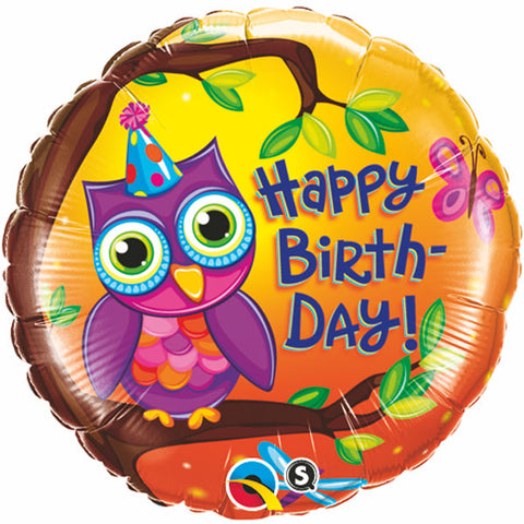 Happy Birthday Owl Foil Balloon