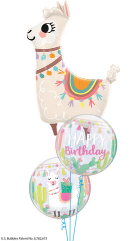 Llama Bubble Happy Birthday Balloon Bouquet