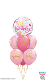 Happy Birthday Pinks & Gold Bubble Balloon Bouquet