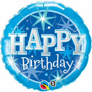 Happy Birthday Blue Sparkles Foil Balloon