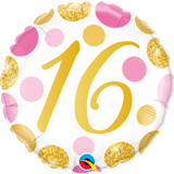 16 Pink & Gold Spots Foil Balloon