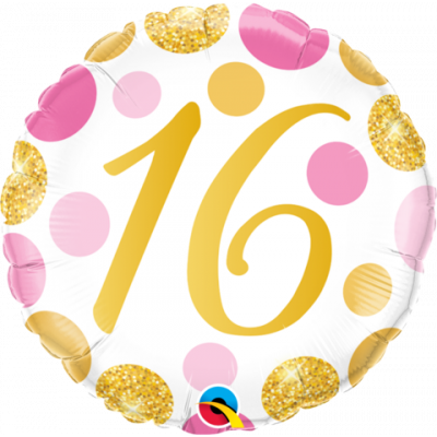 16 Pink & Gold Spots Foil Balloon