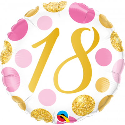 18 Pink & Gold Spots Foil Balloon