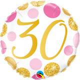 30 Pink & Gold Spots Foil Balloon