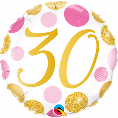 30 Pink & Gold Spots Foil Balloon