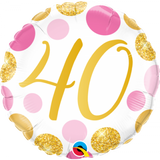 40 Pink & Gold Spots Foil Balloon