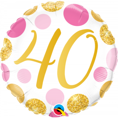 40 Pink & Gold Spots Foil Balloon
