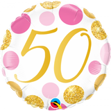 50 Pink & Gold Spots Foil Balloon