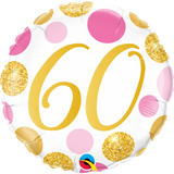 60 Pink & Gold Dots Foil Balloon