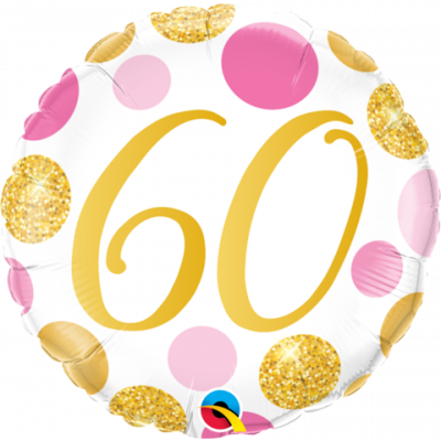 60 Pink & Gold Dots Foil Balloon