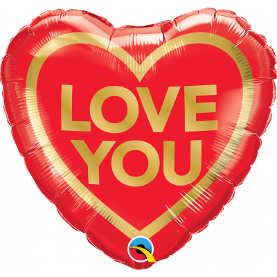 LOVE YOU Gold Font Heart Foil Balloon
