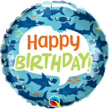 Happy Birthday Sharks Foil Balloon