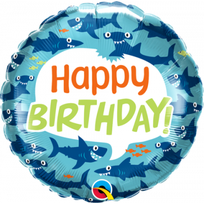 Happy Birthday Sharks Foil Balloon