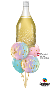 Golden Champagne Happy Birthday Balloon Bouquet