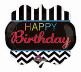 Black & White Happy Birthday Balloon Shape