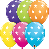 5 x Colourful Stars Latex Balloons