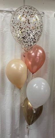 Confetti topper with 4 x latex balloon floor arrangement (2-3 days float time)
