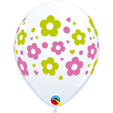 5 x Daisies & Hearts Latex Balloons