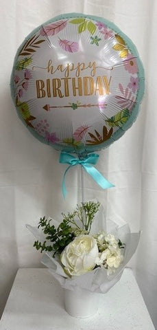 Happy Birthday Flower Tin Balloon Gift