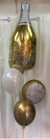 Gold Champagne Birthday Balloon Bouquet