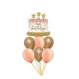 Rose Gold Happy Birthday Cake Bouquet