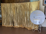 Gold Sequin Backdrop with customised disc and easel hire