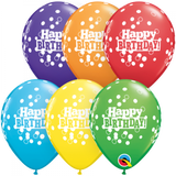 5 x Happy Birthday Confetti Latex Balloons