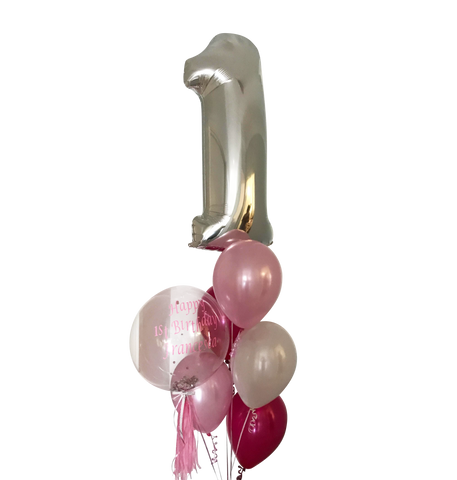 Single Number, personalised bubble with tassel and latex