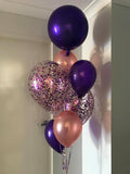 Confetti Balloons (Purple & Rose Gold) - Event Balloons Brisbane