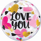 Love you Struck Hearts Bubble Balloon