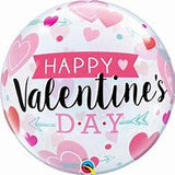 Happy Valentines Day Pink Hearts Bubble Balloon