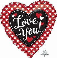 Love You Red & Black Heart Foil Balloon