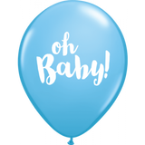 5 x Oh Baby Blue Latex Balloons (2 - 3 Days float time)
