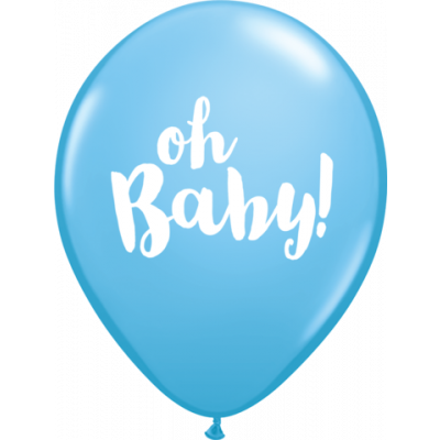 5 x Oh Baby Blue Latex Balloons