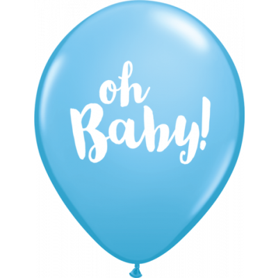 5 x Oh Baby Blue Latex Balloons (2 - 3 Days float time)