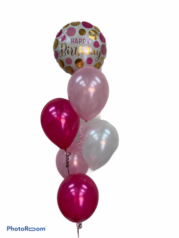 Happy Birthday Pinks & Gold Balloon Bouquet