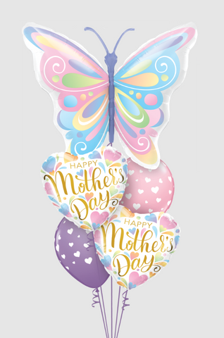 Pastel Butterfly Happy Mothers Day Balloon Bouquet
