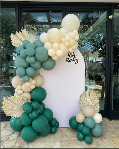 Sail Arch with Balloon Garland and Custom Print