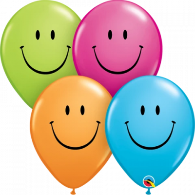 5 x Colourful Smiley Latex Balloons