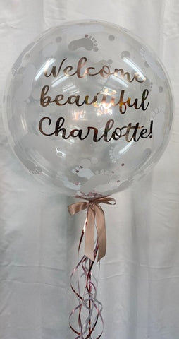 Clear Personalised Bubble Balloon with Loose Confetti 60cm