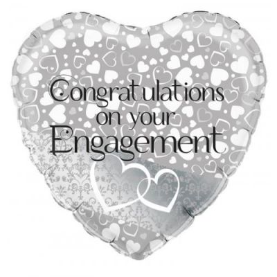 Silver Congratulations on your Engagement Heart
