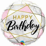 Happy Birthday Marble Rectangles Foil Balloon
