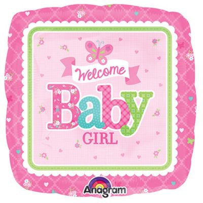 Welcome Baby Girl Foil Balloon
