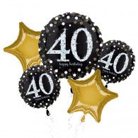 Black & Gold 40 Birthday Balloon Gift