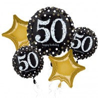 Black & Gold 50th Birthday Balloon Gift