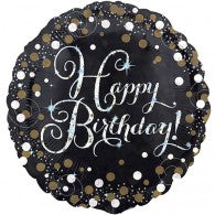 Happy Birthday Silver Sparkles Balloon