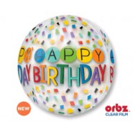 Happy Birthday Rainbow Confetti Orbz Balloon